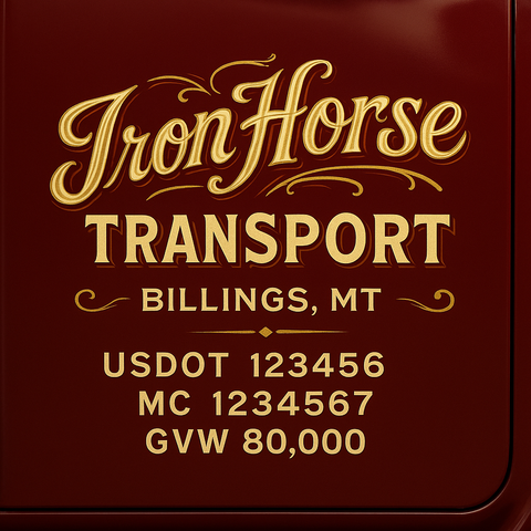 Custom Designed Trucking, Logistics, Truck Door Decal Lettering Sticker Sign Decal with USDOT, MC, GVW, CA, KYU (Set of 2)