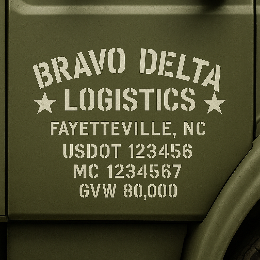 Custom Designed Trucking, Logistics, Truck Door Decal Lettering Sticker Sign Decal with USDOT, MC, GVW, CA, KYU (Set of 2)