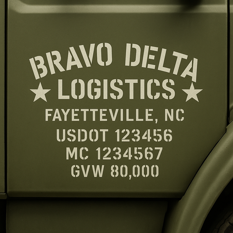Custom Designed Trucking, Logistics, Truck Door Decal Lettering Sticker Sign Decal with USDOT, MC, GVW, CA, KYU (Set of 2)