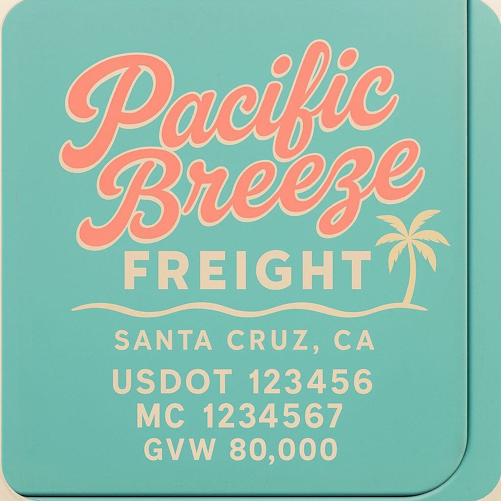 Custom Designed Trucking, Logistics, Truck Door Decal Lettering Sticker Sign Decal with USDOT, MC, GVW, CA, KYU (Set of 2)