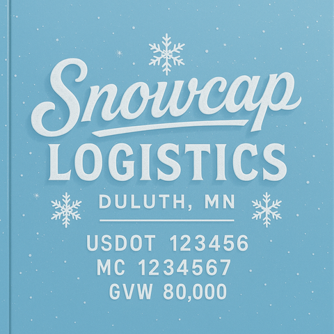 Custom Designed Trucking, Logistics, Truck Door Decal Lettering Sticker Sign Decal with USDOT, MC, GVW, CA, KYU (Set of 2)