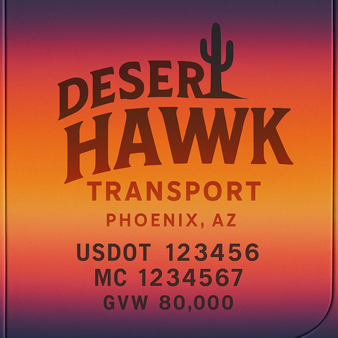 Custom Designed Trucking, Logistics, Truck Door Decal Lettering Sticker Sign Decal with USDOT, MC, GVW, CA, KYU (Set of 2)