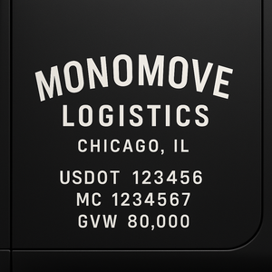 Custom Designed Trucking, Logistics, Truck Door Decal Lettering Sticker Sign Decal with USDOT, MC, GVW, CA, KYU (Set of 2)