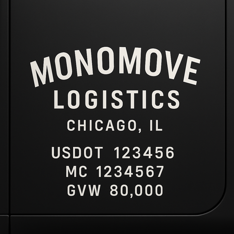 Custom Designed Trucking, Logistics, Truck Door Decal Lettering Sticker Sign Decal with USDOT, MC, GVW, CA, KYU (Set of 2)