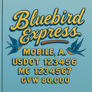 Custom Designed Trucking, Logistics, Truck Door Decal Lettering Sticker Sign Decal with USDOT, MC, GVW, CA, KYU (Set of 2)