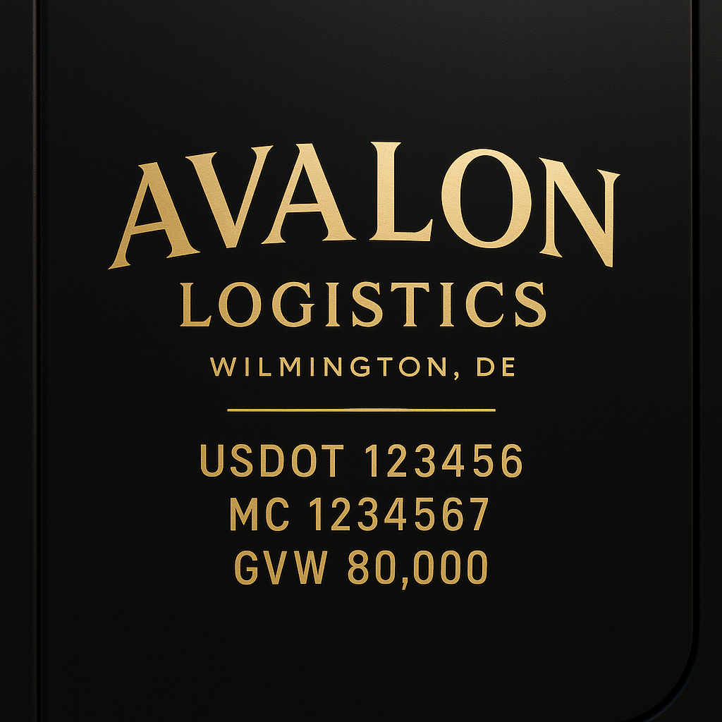 Custom Designed Trucking, Logistics, Truck Door Decal Lettering Sticker Sign Decal with USDOT, MC, GVW, CA, KYU (Set of 2)