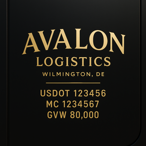 Custom Designed Trucking, Logistics, Truck Door Decal Lettering Sticker Sign Decal with USDOT, MC, GVW, CA, KYU (Set of 2)