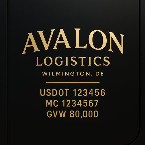 Custom Designed Trucking, Logistics, Truck Door Decal Lettering Sticker Sign Decal with USDOT, MC, GVW, CA, KYU (Set of 2)