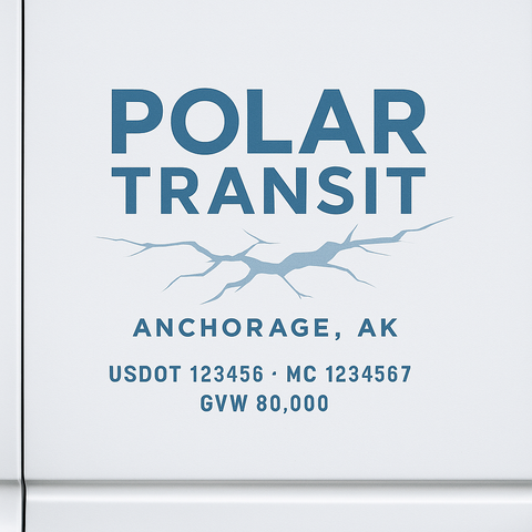 Custom Designed Trucking, Logistics, Truck Door Decal Lettering Sticker Sign Decal with USDOT, MC, GVW, CA, KYU (Set of 2)