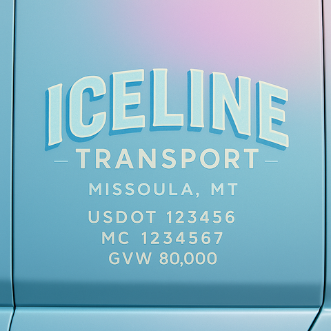 Custom Designed Trucking, Logistics, Truck Door Decal Lettering Sticker Sign Decal with USDOT, MC, GVW, CA, KYU (Set of 2)