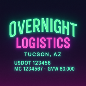 Custom Designed Trucking, Logistics, Truck Door Decal Lettering Sticker Sign Decal with USDOT, MC, GVW, CA, KYU (Set of 2)