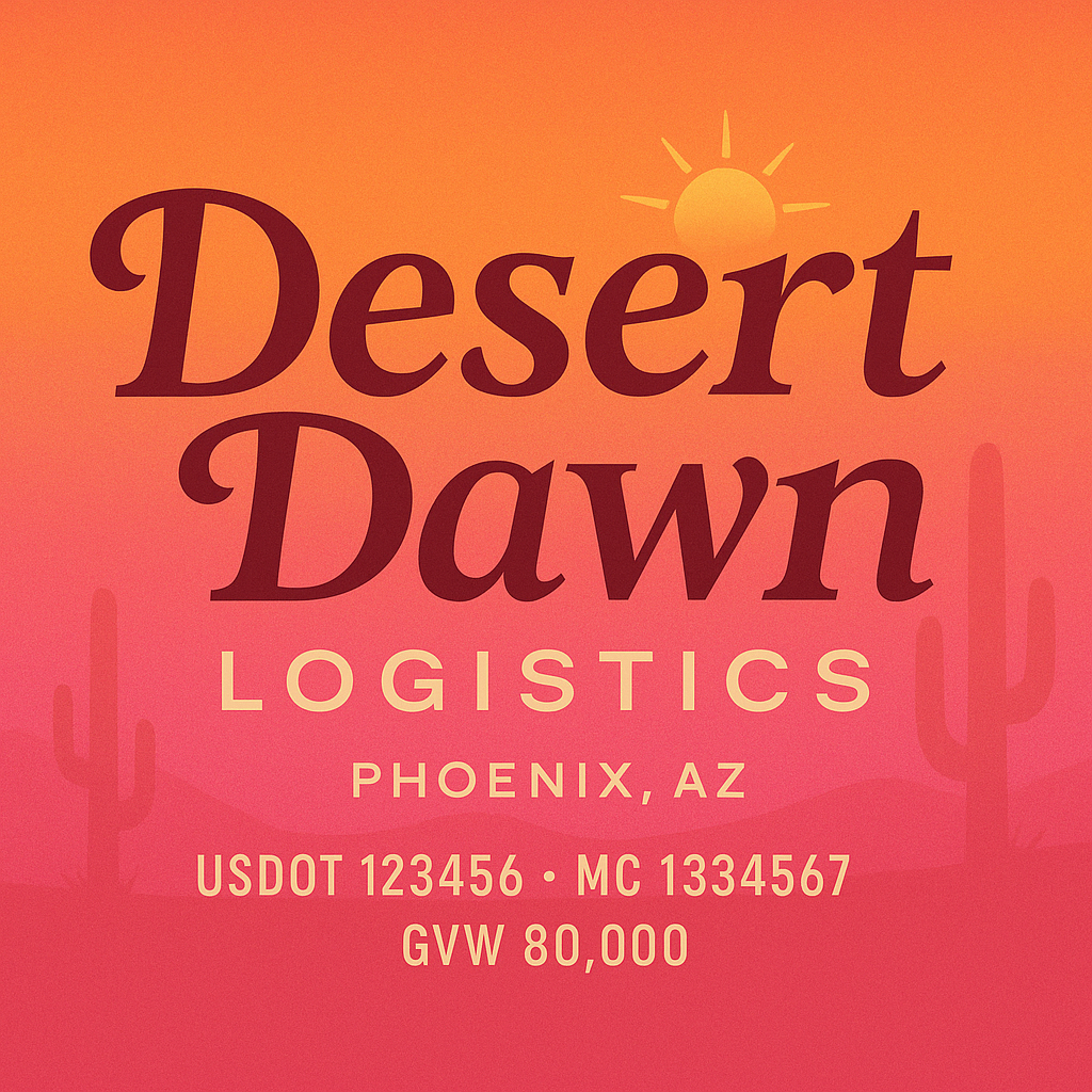 Custom Designed Trucking, Logistics, Truck Door Decal Lettering Sticker Sign Decal with USDOT, MC, GVW, CA, KYU (Set of 2)