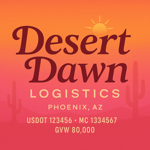 Custom Designed Trucking, Logistics, Truck Door Decal Lettering Sticker Sign Decal with USDOT, MC, GVW, CA, KYU (Set of 2)