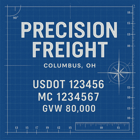 Custom Designed Trucking, Logistics, Truck Door Decal Lettering Sticker Sign Decal with USDOT, MC, GVW, CA, KYU (Set of 2)