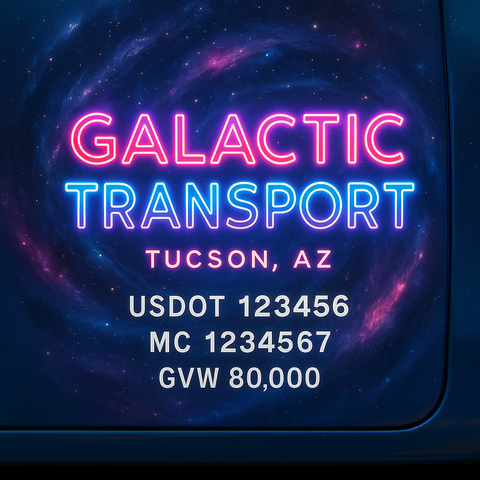 Custom Designed Trucking, Logistics, Truck Door Decal Lettering Sticker Sign Decal with USDOT, MC, GVW, CA, KYU (Set of 2)