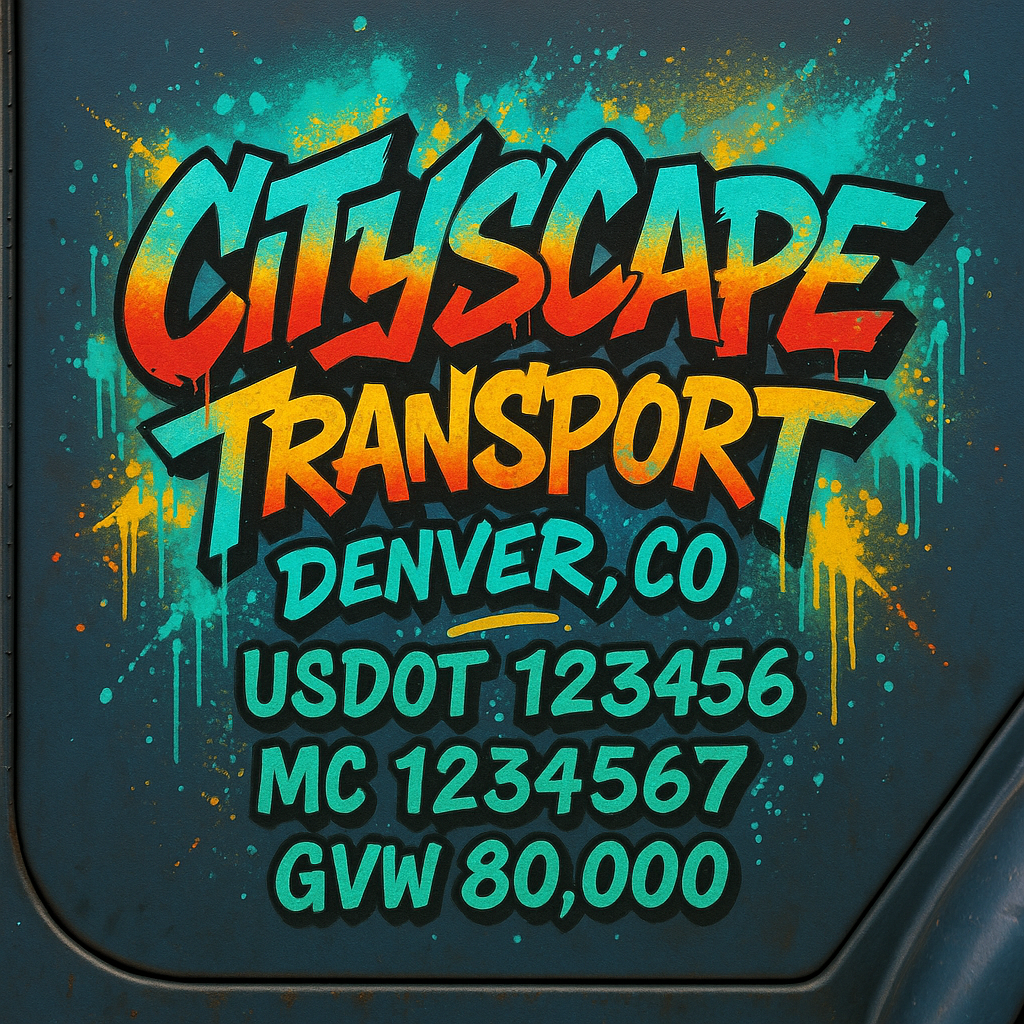 Custom Designed Trucking, Logistics, Truck Door Decal Lettering Sticker Sign Decal with USDOT, MC, GVW, CA, KYU (Set of 2)
