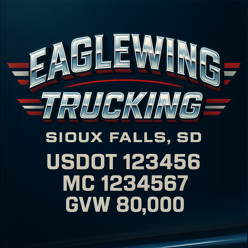 Custom Designed Trucking, Logistics, Truck Door Decal Lettering Sticker Sign Decal with USDOT, MC, GVW, CA, KYU (Set of 2)
