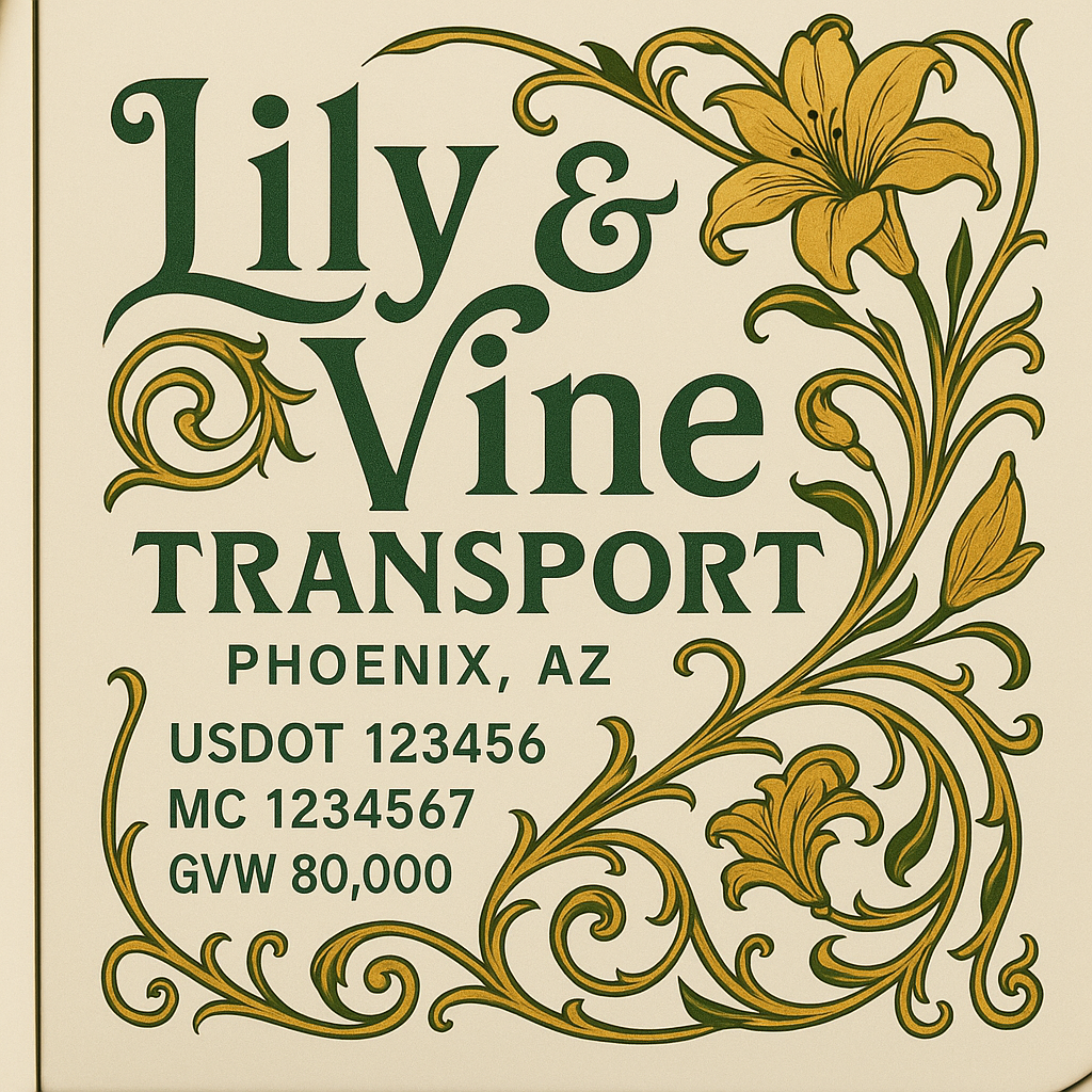 Custom Designed Trucking, Logistics, Truck Door Decal Lettering Sticker Sign Decal with USDOT, MC, GVW, CA, KYU (Set of 2)