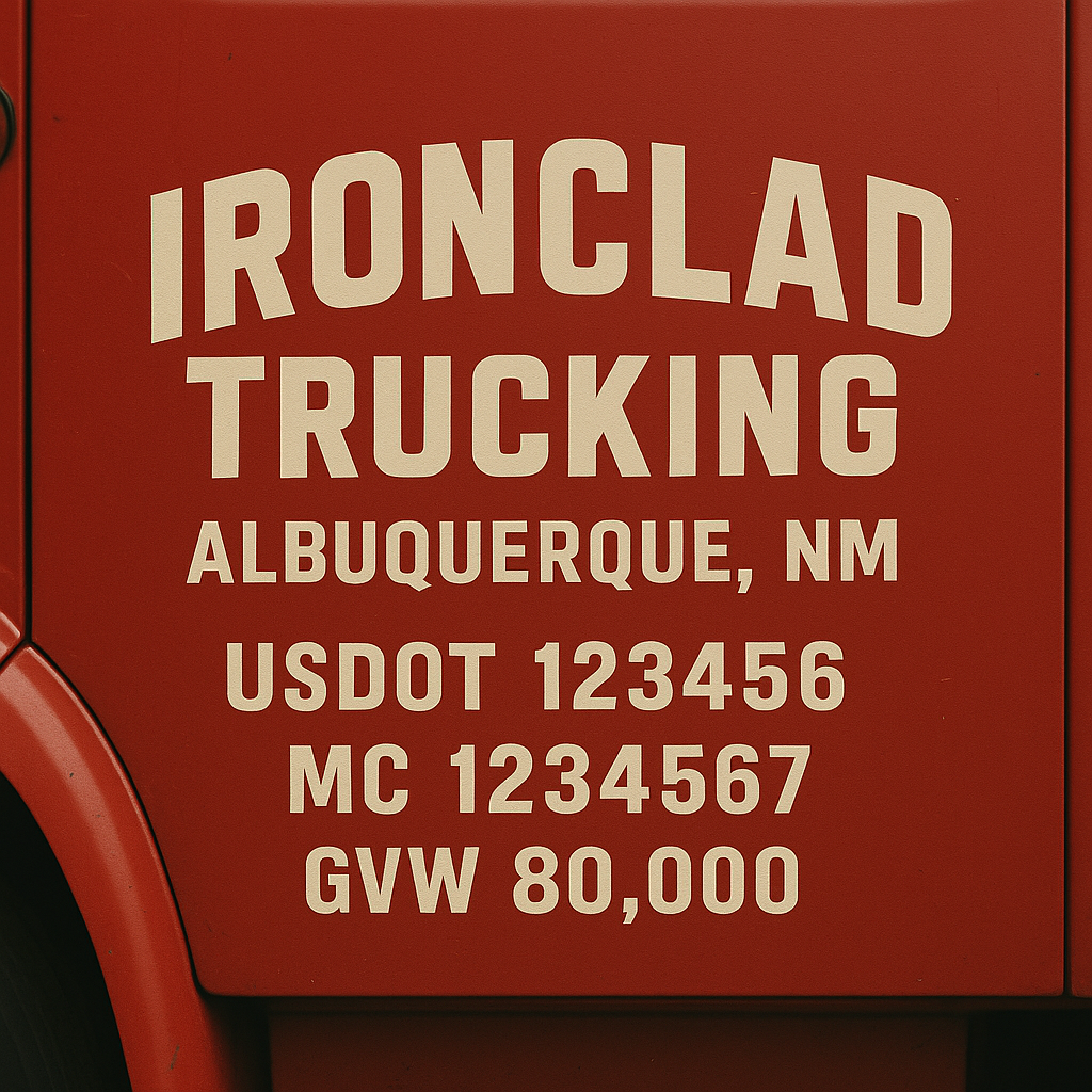 Custom Designed Trucking, Logistics, Truck Door Decal Lettering Sticker Sign Decal with USDOT, MC, GVW, CA, KYU (Set of 2)