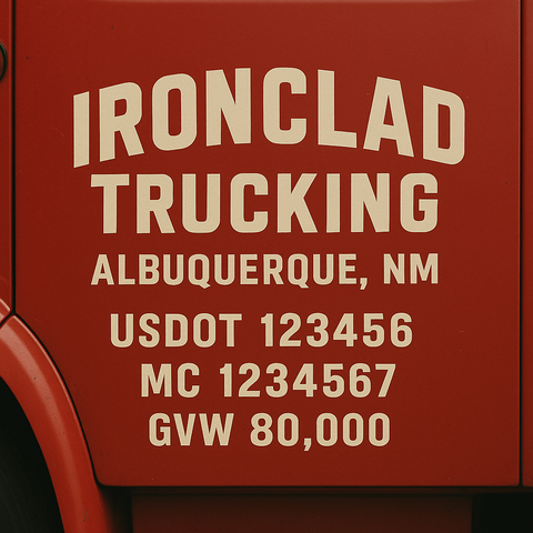 Custom Designed Trucking, Logistics, Truck Door Decal Lettering Sticker Sign Decal with USDOT, MC, GVW, CA, KYU (Set of 2)