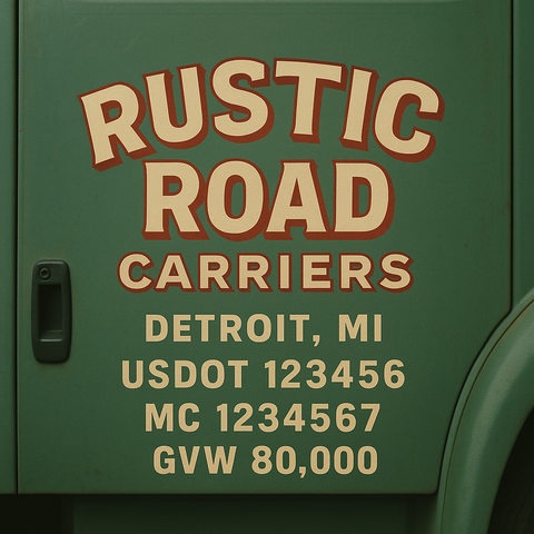 Custom Designed Trucking, Logistics, Truck Door Decal Lettering Sticker Sign Decal with USDOT, MC, GVW, CA, KYU (Set of 2)