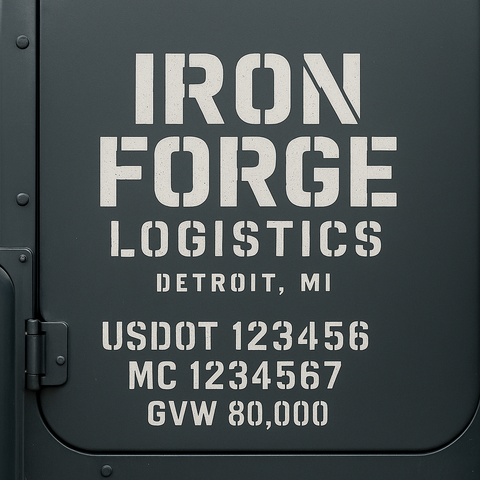Custom Designed Trucking, Logistics, Truck Door Decal Lettering Sticker Sign Decal with USDOT, MC, GVW, CA, KYU (Set of 2)