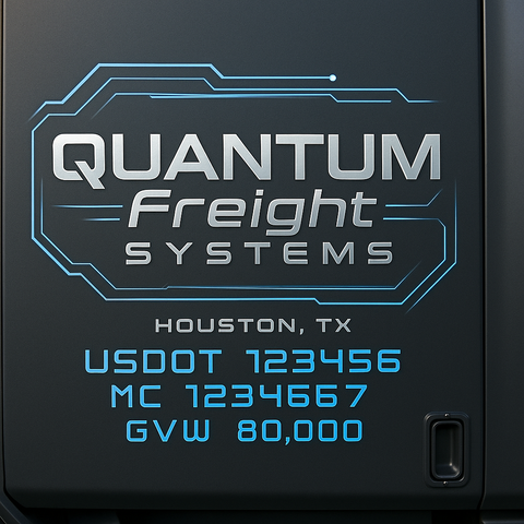 Custom Designed Trucking, Logistics, Truck Door Decal Lettering Sticker Sign Decal with USDOT, MC, GVW, CA, KYU (Set of 2)