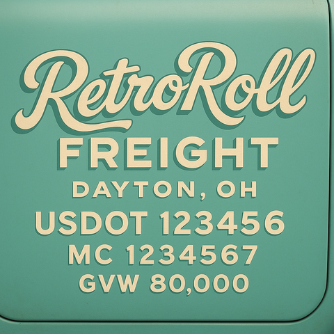 Custom Designed Trucking, Logistics, Truck Door Decal Lettering Sticker Sign Decal with USDOT, MC, GVW, CA, KYU (Set of 2)