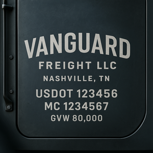 Custom Designed Trucking, Logistics, Truck Door Decal Lettering Sticker Sign Decal with USDOT, MC, GVW, CA, KYU (Set of 2)