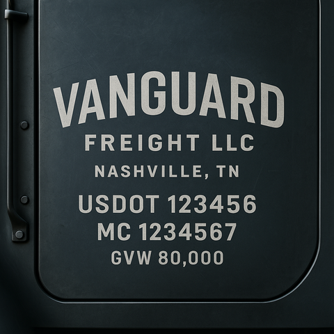 Custom Designed Trucking, Logistics, Truck Door Decal Lettering Sticker Sign Decal with USDOT, MC, GVW, CA, KYU (Set of 2)