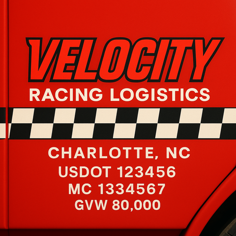 Custom Designed Trucking, Logistics, Truck Door Decal Lettering Sticker Sign Decal with USDOT, MC, GVW, CA, KYU (Set of 2)