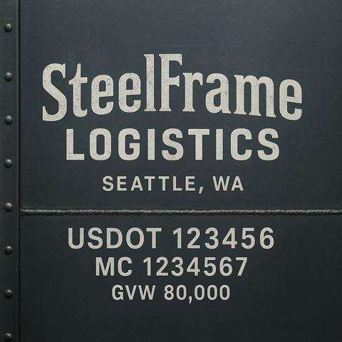Custom Designed Trucking, Logistics, Truck Door Decal Lettering Sticker Sign Decal with USDOT, MC, GVW, CA, KYU (Set of 2)