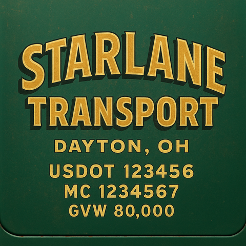 Custom Designed Trucking, Logistics, Truck Door Decal Lettering Sticker Sign Decal with USDOT, MC, GVW, CA, KYU (Set of 2)