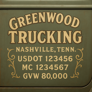 Custom Designed Trucking, Logistics, Truck Door Decal Lettering Sticker Sign Decal with USDOT, MC, GVW, CA, KYU (Set of 2)