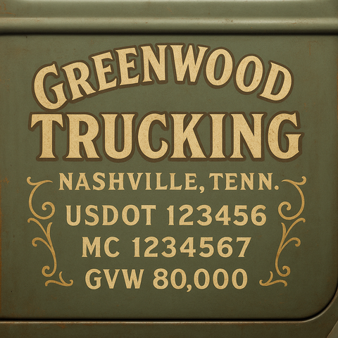 Custom Designed Trucking, Logistics, Truck Door Decal Lettering Sticker Sign Decal with USDOT, MC, GVW, CA, KYU (Set of 2)