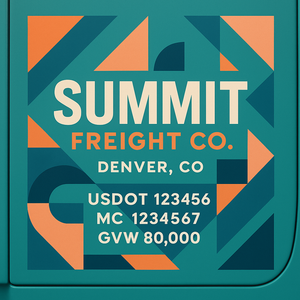 Custom Designed Trucking, Logistics, Truck Door Decal Lettering Sticker Sign Decal with USDOT, MC, GVW, CA, KYU (Set of 2)