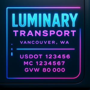 Custom Designed Trucking, Logistics, Truck Door Decal Lettering Sticker Sign Decal with USDOT, MC, GVW, CA, KYU (Set of 2)