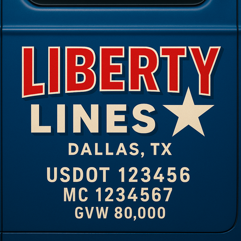 Custom Designed Trucking, Logistics, Truck Door Decal Lettering Sticker Sign Decal with USDOT, MC, GVW, CA, KYU (Set of 2)