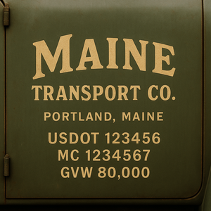 Custom Designed Trucking, Logistics, Truck Door Decal Lettering Sticker Sign Decal with USDOT, MC, GVW, CA, KYU (Set of 2)