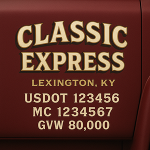 Custom Designed Trucking, Logistics, Truck Door Decal Lettering Sticker Sign Decal with USDOT, MC, GVW, CA, KYU (Set of 2)