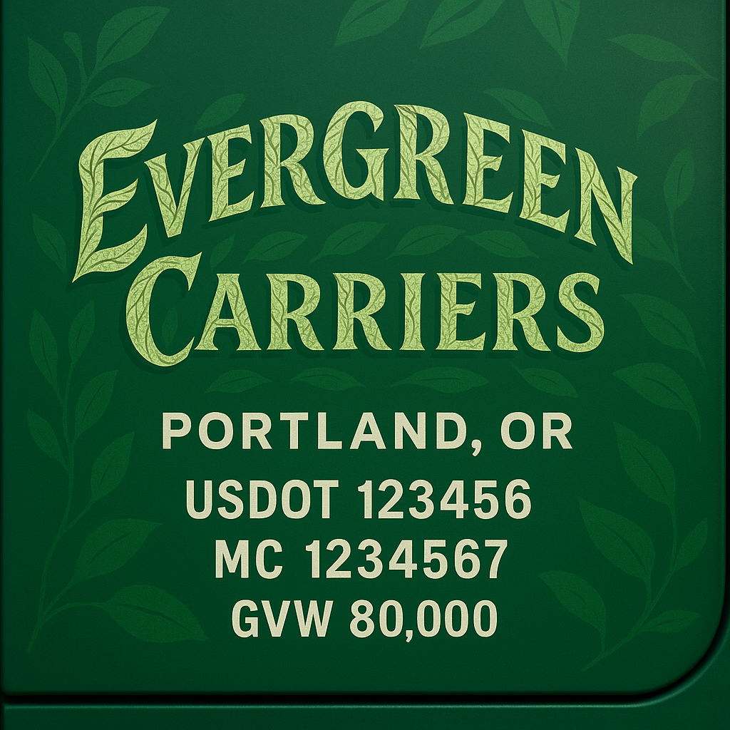 Custom Designed Trucking, Logistics, Truck Door Decal Lettering Sticker Sign Decal with USDOT, MC, GVW, CA, KYU (Set of 2)