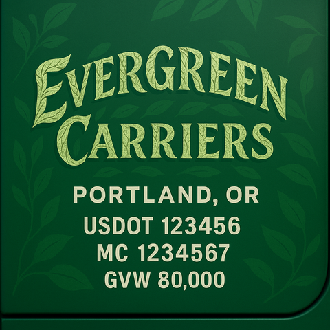 Custom Designed Trucking, Logistics, Truck Door Decal Lettering Sticker Sign Decal with USDOT, MC, GVW, CA, KYU (Set of 2)