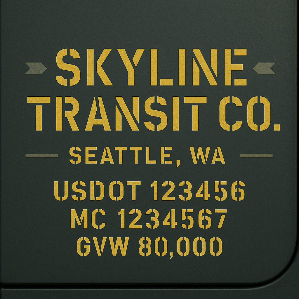 Custom Designed Trucking, Logistics, Truck Door Decal Lettering Sticker Sign Decal with USDOT, MC, GVW, CA, KYU (Set of 2)