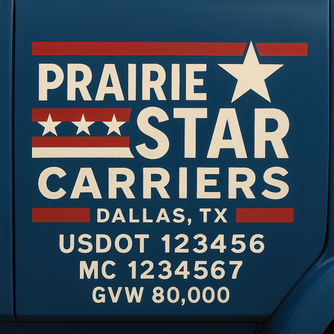 Custom Designed Trucking, Logistics, Truck Door Decal Lettering Sticker Sign Decal with USDOT, MC, GVW, CA, KYU (Set of 2)