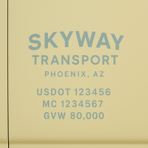 Custom Designed Trucking, Logistics, Truck Door Decal Lettering Sticker Sign Decal with USDOT, MC, GVW, CA, KYU (Set of 2)