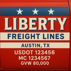 Custom Designed Trucking, Logistics, Truck Door Decal Lettering Sticker Sign Decal with USDOT, MC, GVW, CA, KYU (Set of 2)