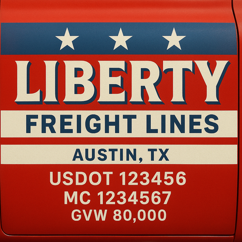 Custom Designed Trucking, Logistics, Truck Door Decal Lettering Sticker Sign Decal with USDOT, MC, GVW, CA, KYU (Set of 2)
