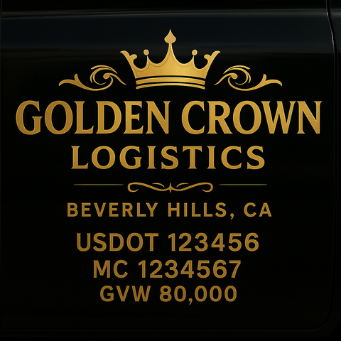 Custom Designed Trucking, Logistics, Truck Door Decal Lettering Sticker Sign Decal with USDOT, MC, GVW, CA, KYU (Set of 2)