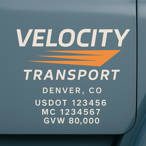 Custom Designed Trucking, Logistics, Truck Door Decal Lettering Sticker Sign Decal with USDOT, MC, GVW, CA, KYU (Set of 2)