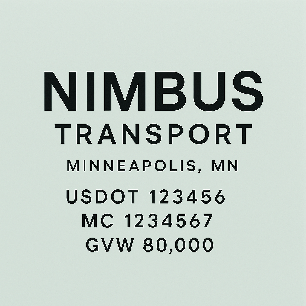 Custom Designed Trucking, Logistics, Truck Door Decal Lettering Sticker Sign Decal with USDOT, MC, GVW, CA, KYU (Set of 2)